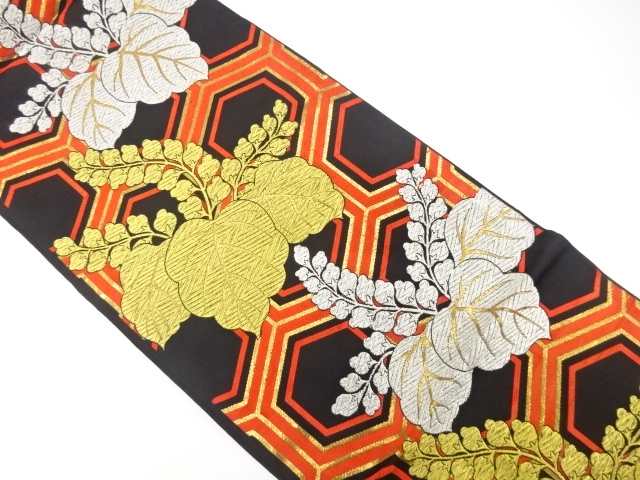 JAPANESE KIMONO / ANTIQUE FUKURO OBI / WOVEN KIKKO & PAULOWNIA